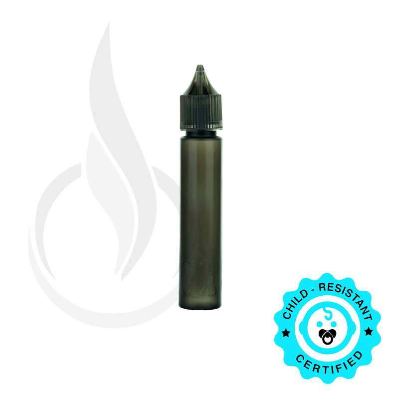 30ML LDPE TRANSPARENT BLACK CHUBBY GORILLA W/CRC BLACK CAP